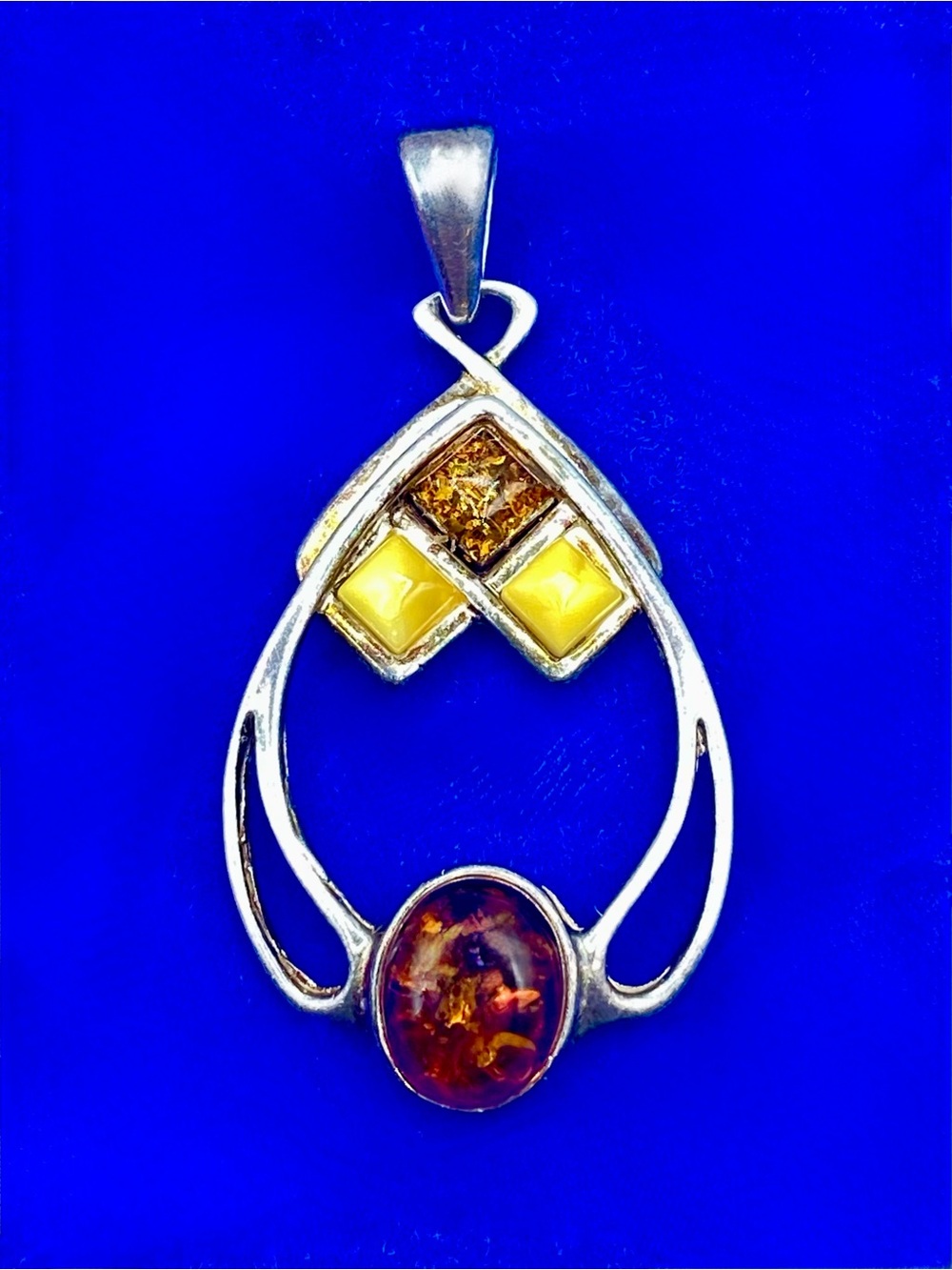 Baltic & Butterscotch Amber Sterling Silver Pendant - Picture 1 of 5